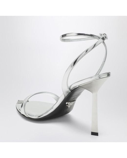 Prada White Metallic Leather High Sandals