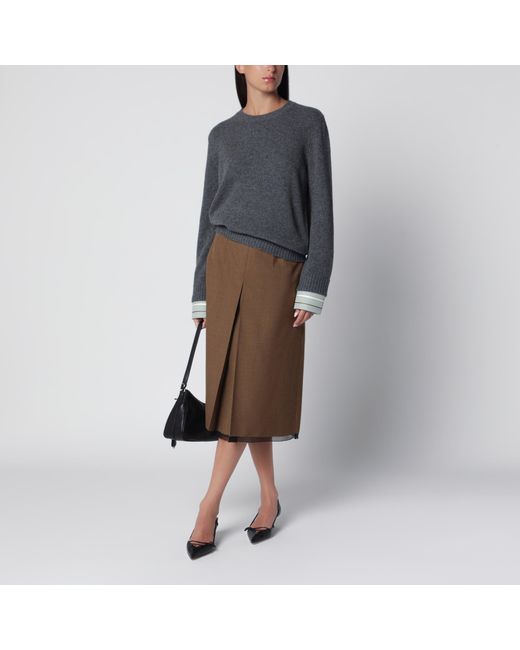 Prada Gray Slate Wool And Cashmere Sweater