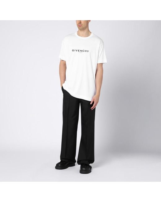 T-shirt oversize reverse bianca in cotone con logo di Givenchy in White da Uomo