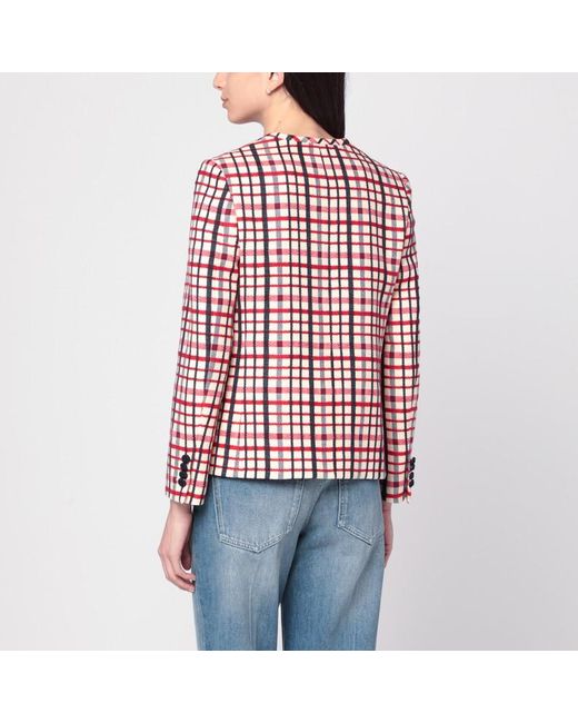 Valentino Red Check-Pattern Jacket