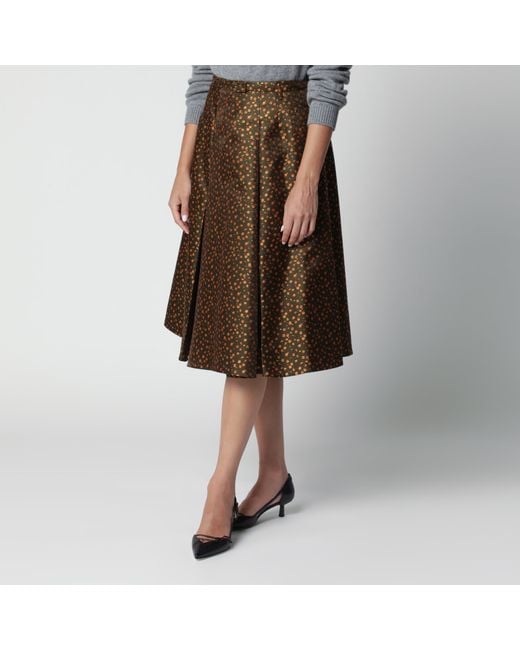 Prada Brown Military Floral Skirt