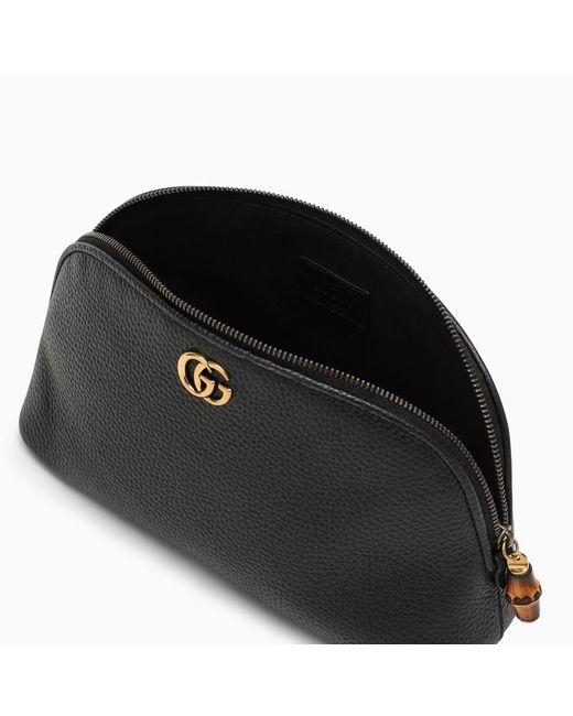 Beauty case in pelle con logo di Gucci in Black