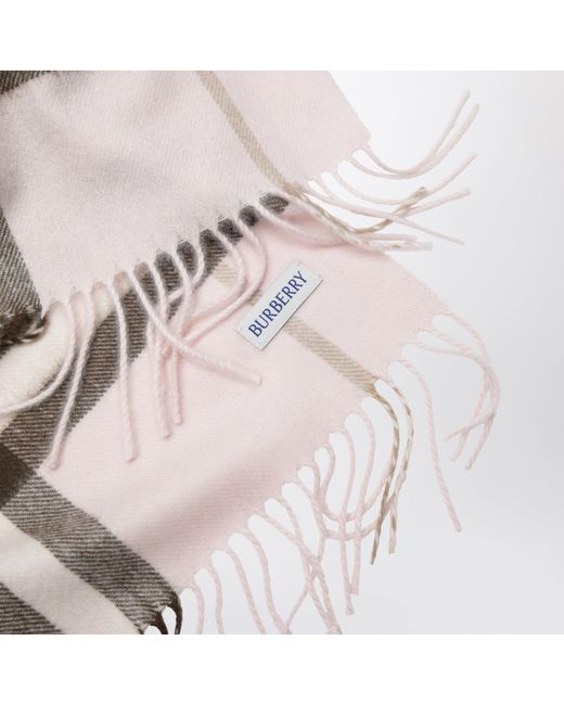 Burberry Pink Cashmere Scarf With A Checked Pattern
