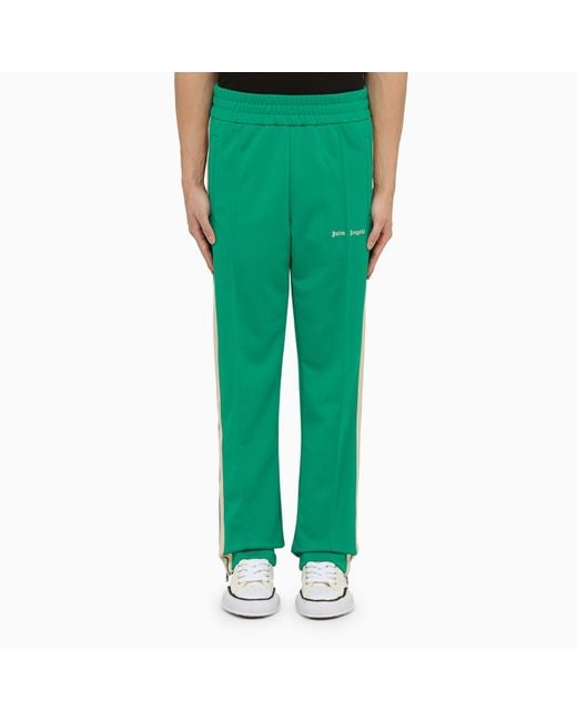 Palm Angels Green Jogging Trousers With Bands for men