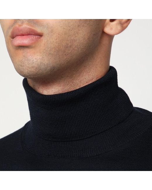 Roberto Collina Marineblauer Rollkragenpullover Aus Wolle in Blue für Herren