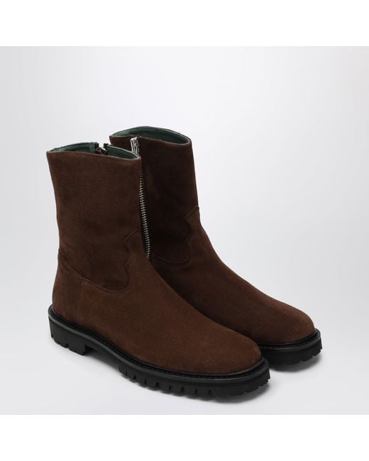VINNY'S Brown Moto Ankle Boots for men