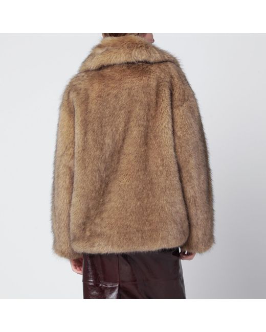 Stand Studio Light Brown Short Faux-fur Jacket