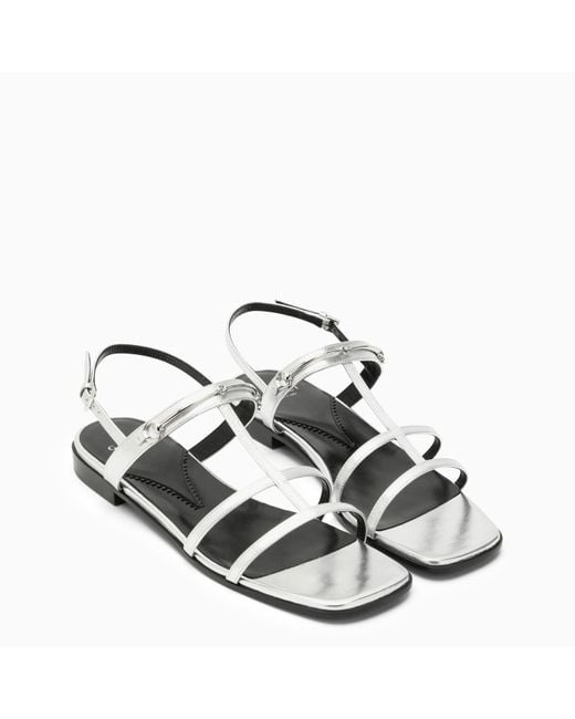 Gucci White Silver Low Sandals With Horsebit
