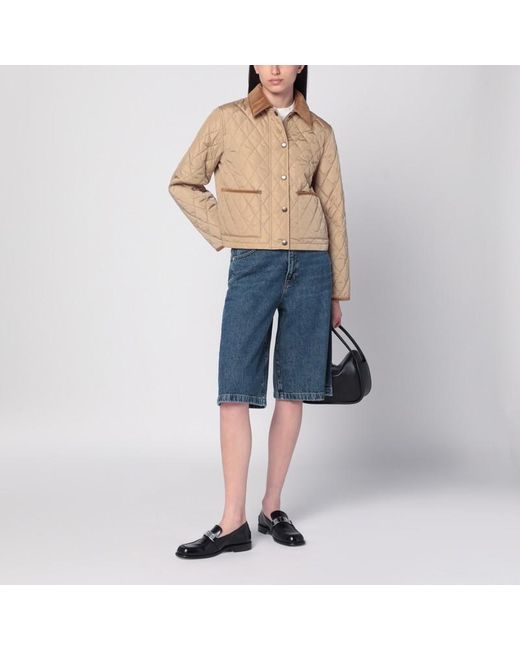Burberry Blue Gesteppte Cropped-Jacke Aus Nylon
