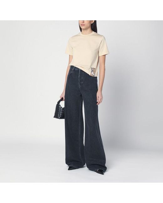 Burberry Natural Beige T-shirt With Logo Patch
