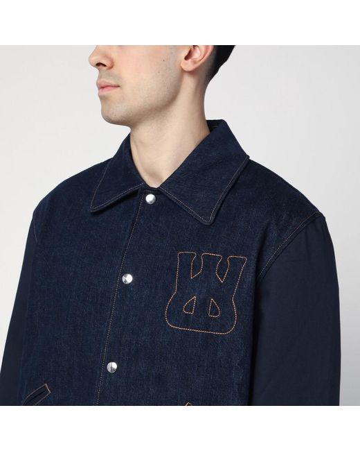 Giacca echo indaco in denim di Wales Bonner in Blue da Uomo
