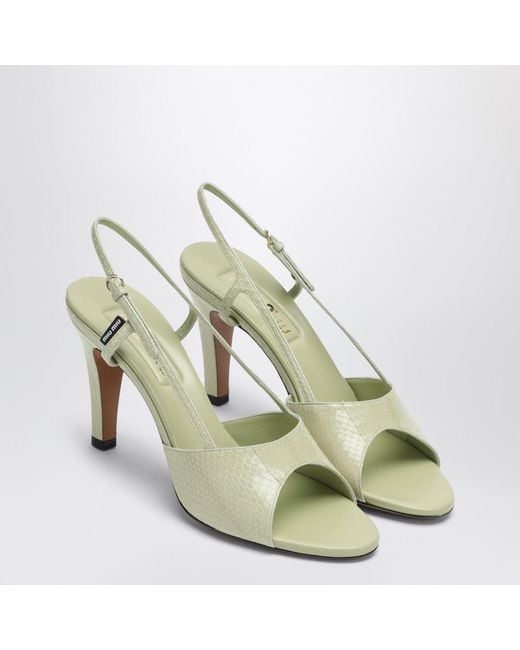 Miu Miu Metallic Pistachiocolored Ayers Slingback Sandals