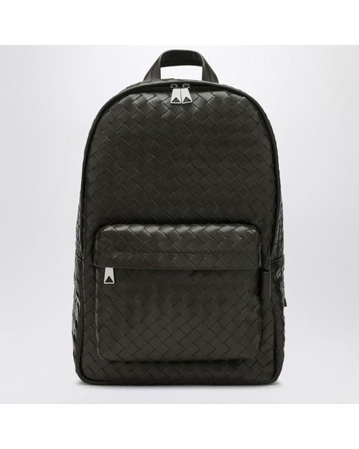 Bottega Veneta Mittelgroßer Khakifarbener Rucksack Mit Flechtmuster in Black für Herren