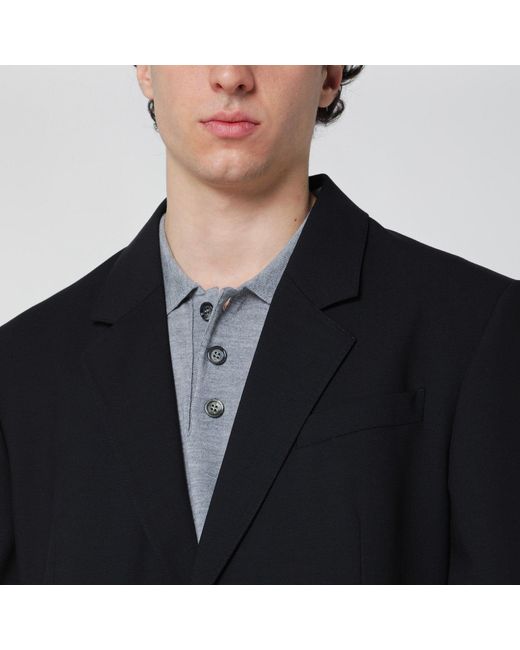 AMI Black Single-Breasted Wool Jacket for men