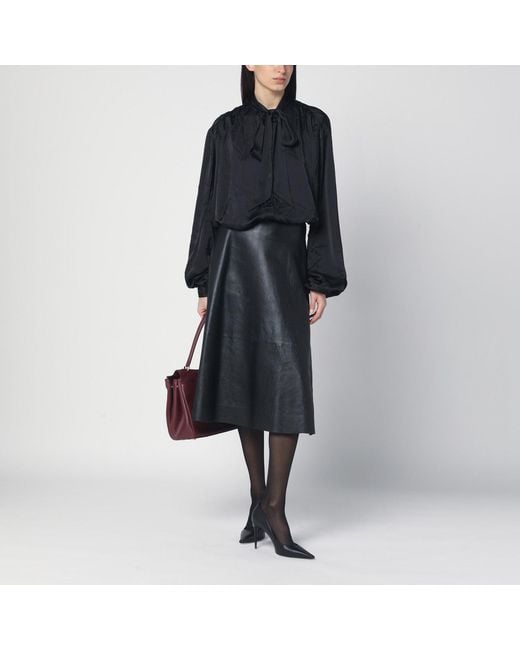 Balenciaga Blue Satin Blouse With Bow