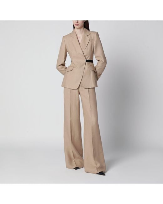 Max Mara Natural Regular-Fit Linen Natté Trousers