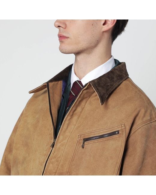 Needles Brown Cotton Zip Jacket for men