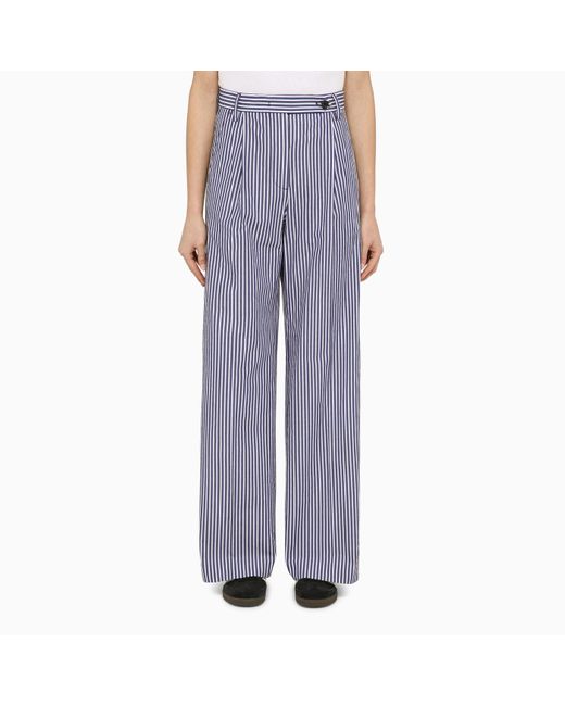Department 5 Purple Fairmont Striped Cotton Wide Trousers