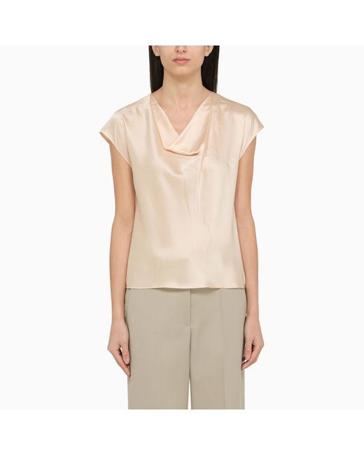 Vince Natural Champagne Coloured Silk Blouse