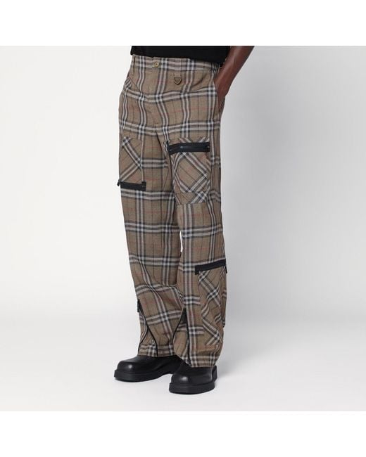 Burberry Gray Cargo Pants Check Pattern for men