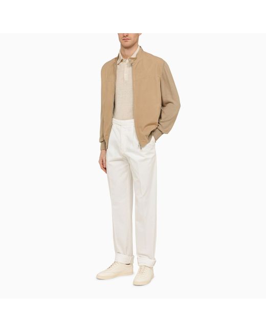 Brunello Cucinelli Natural Jacket With Knitted Sleeves for men