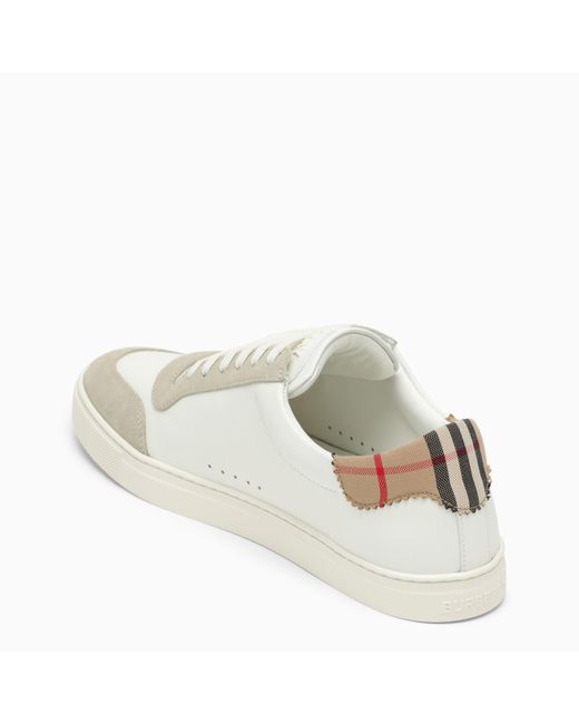 Burberry White Trainer With Check Pattern for men