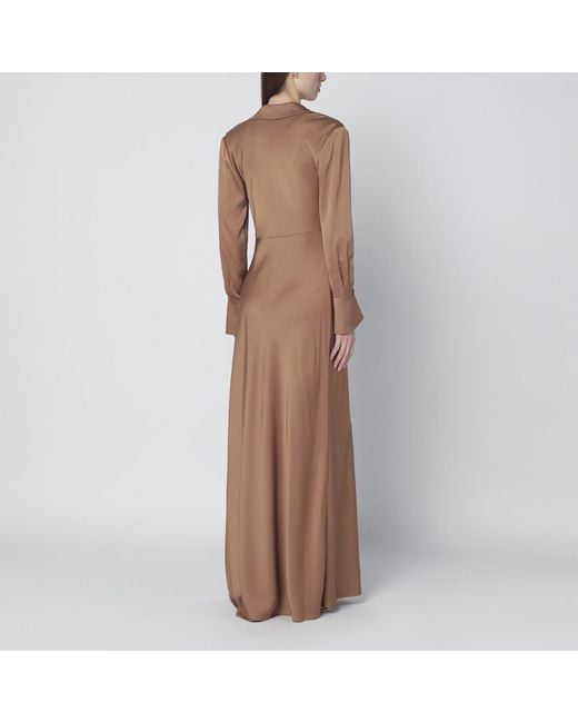 Jonathan Simkhai Brown Adelle Satin Dress With Draping