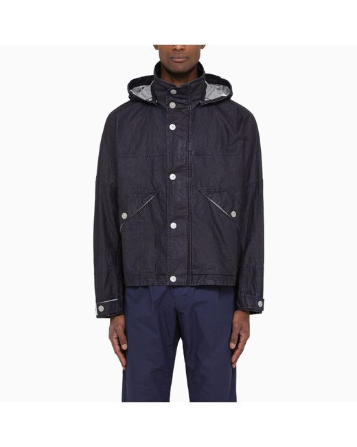 Stone Island Blue Lightweight Royal Linen Canvas Jacket With Logo for men
