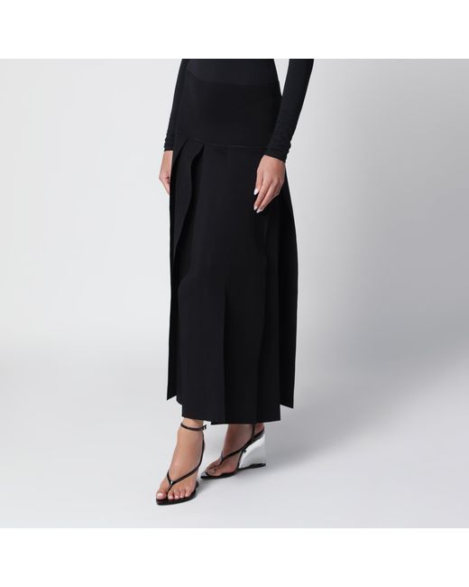 Alaïa Black Pleated Midi Skirt