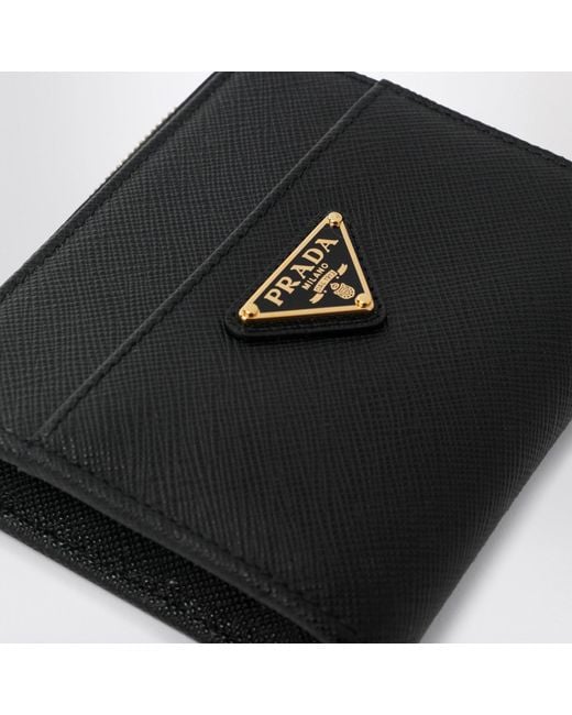 Prada Black Small Saffiano Leather Ziparound Wallet