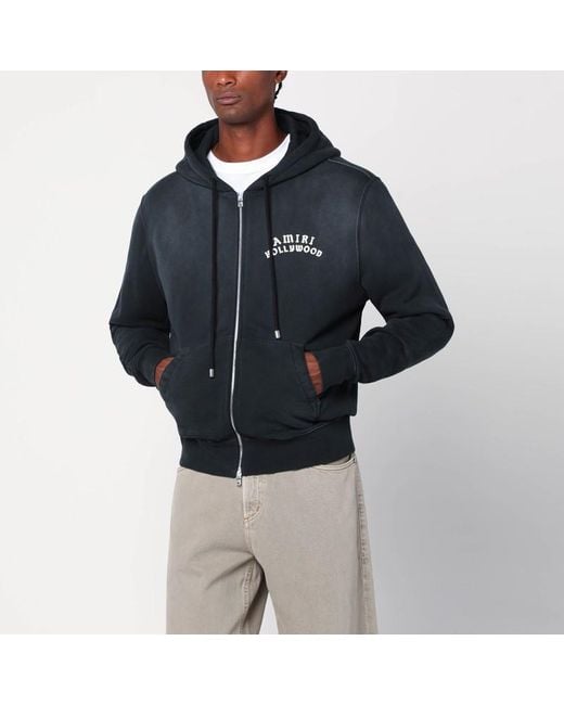 Amiri Verwaschenes Schwarzes Sweatshirt Mit Reißverschluss Und Logo in Black für Herren