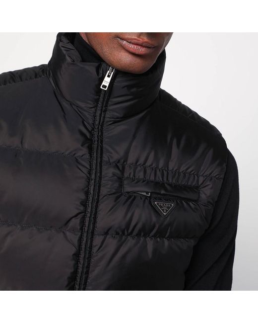 Prada Schwarze Wattierte Weste Aus Re-Nylon in Black für Herren