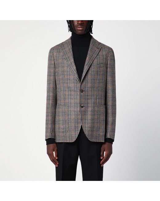 Tagliatore Gray Single-breasted Jacket With Wool Vichy Pattern for men