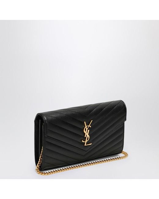 Saint Laurent Black Cassandre Chain Clutch Bag