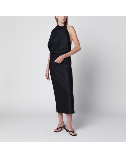 Rohe Black Midnight One-Shoulder Midi Dress