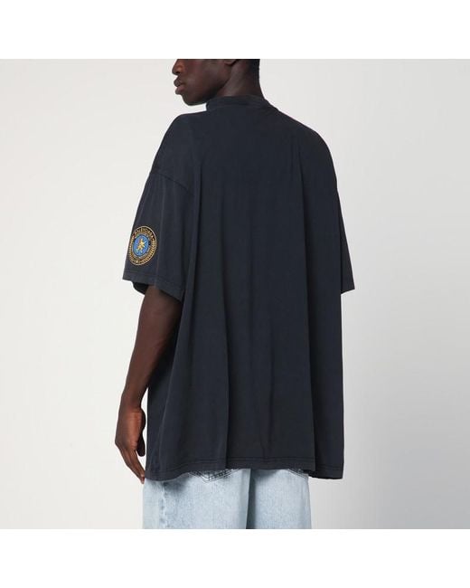 T-shirt uniform merch in pile dry nera slavata di Balenciaga in Blue da Uomo
