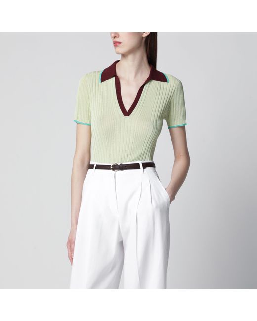 Roberto Collina Multicolor Ribbed Fitted Polo With Contrast Trims