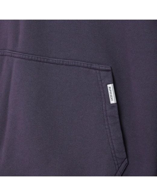 Represent Blue Plum Cotton Hoodie With Logo for men
