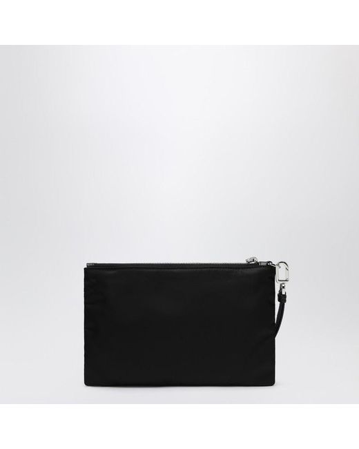 Pouch nera in re-nylon e saffiano di Prada in Black da Uomo