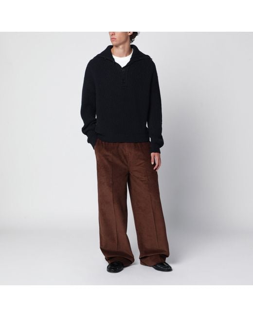 Dries Van Noten Black Ribbed Sweater for men