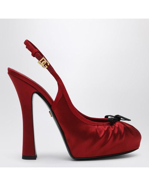 Dolce & Gabbana Red Satin High Slingback