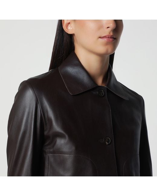 Arma Black Coffee Emy Cropped Leather Jacket