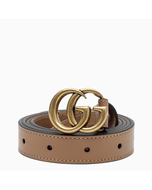 Gucci Brown Tan Leather Belt With Double G Buckle