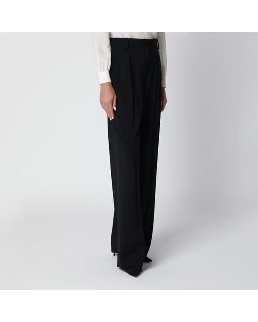 Dolce & Gabbana Black Double Pinch Virgin Wool Trousers