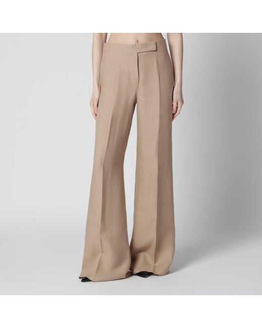 Max Mara Natural Regular-Fit Linen Natté Trousers
