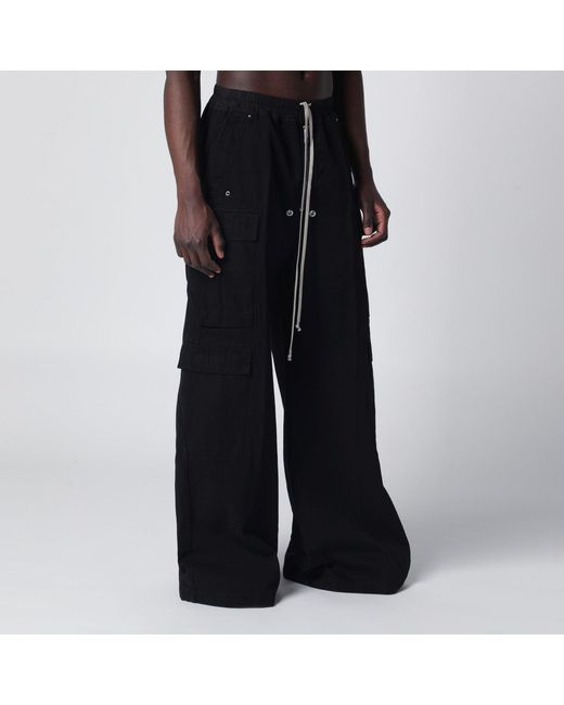 Rick Owens Black Double Cargo Jumbo Bela Trousers for men