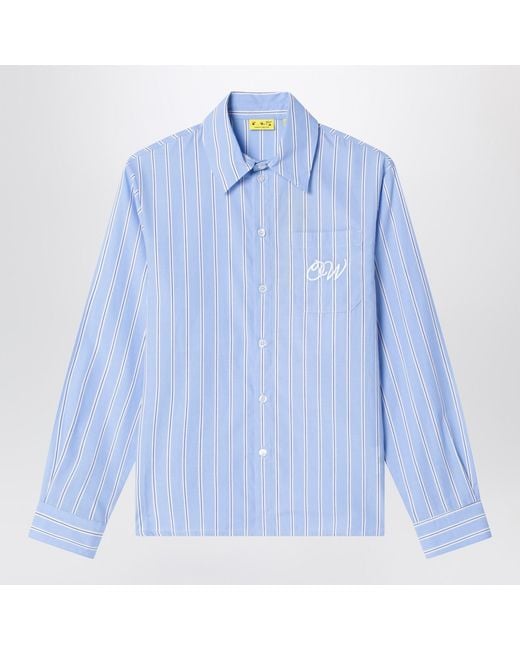 Off-White c/o Virgil Abloh Blue Light Striped Cotton Shirt for men