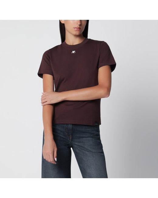 Courreges Black Ac Regular Burnt Cotton T-Shirt