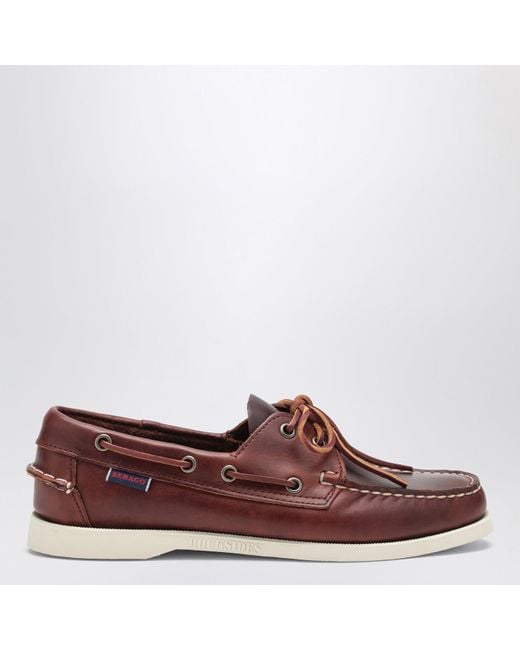 Sebago Red Moccasin Docksides Portland Waxed