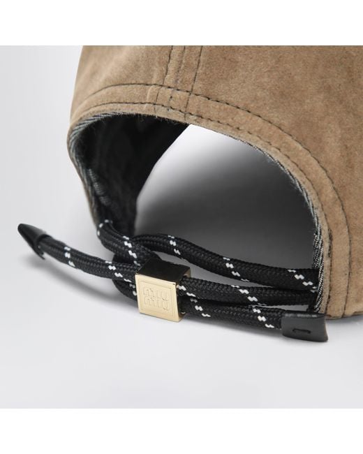 Miu Miu Natural Sand And Cotton Baseball Cap